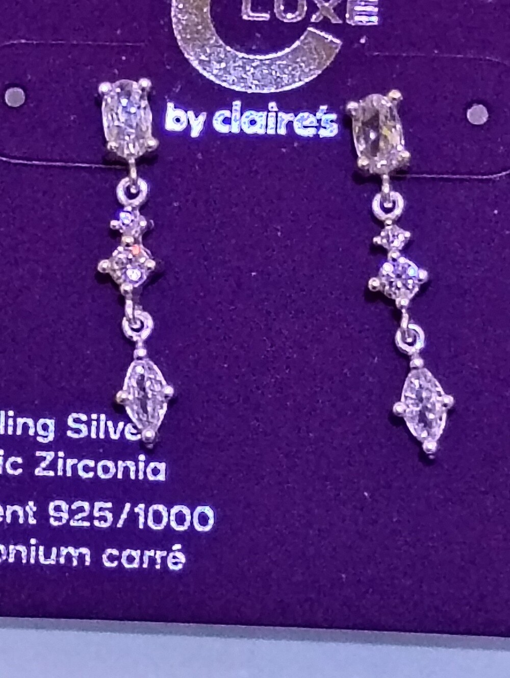 Claire's Silver Clear Zirconia Drop Earrings